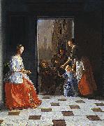 Jacob Ochtervelt Street Musicians at the Door oil